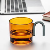 Maxbell milk Tea Cup with Handle Heat Resistance for Office Flower Tea Cereal Orange