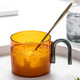 Maxbell milk Tea Cup with Handle Heat Resistance for Office Flower Tea Cereal Orange