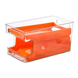 Maxbell Fridge Organizer Fridge Shelf Holder 2 Tiers for Cabinet Fridge Drawer Orange