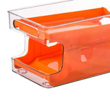 Maxbell Fridge Organizer Fridge Shelf Holder 2 Tiers for Cabinet Fridge Drawer Orange