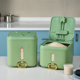 Maxbell 15kg Rice Storage Bin Flour Storage Container for Kitchen Home Light Green