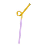 Maxbell Reusable Drinking Straws Long Glass Staw for Smoothies  Yellow and Pink