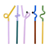 Maxbell Reusable Drinking Straws Long Glass Staw for Smoothies  Yellow and Pink