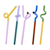 Maxbell Reusable Drinking Straws Long Glass Staw for Smoothies  Yellow and Pink