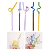 Maxbell Reusable Drinking Straws Long Glass Staw for Smoothies  Yellow and Pink