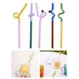 Maxbell Reusable Drinking Straws Long Glass Staw for Smoothies  Yellow and Pink