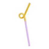 Maxbell Reusable Drinking Straws Long Glass Staw for Smoothies  Yellow and Pink