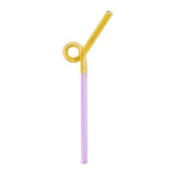 Maxbell Reusable Drinking Straws Long Glass Staw for Smoothies  Yellow and Pink
