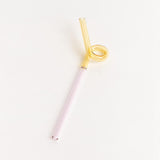 Maxbell Reusable Drinking Straws Long Glass Staw for Smoothies  Yellow and Pink