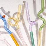 Maxbell Reusable Drinking Straws Long Glass Staw for Smoothies  Pink