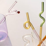 Maxbell Reusable Drinking Straws Long Glass Staw for Smoothies  Pink