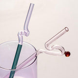 Maxbell Reusable Drinking Straws Long Glass Staw for Smoothies  Pink