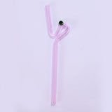 Maxbell Reusable Drinking Straws Long Glass Staw for Smoothies  Pink
