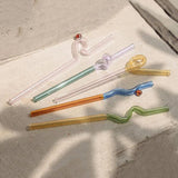 Maxbell Reusable Drinking Straws Long Glass Staw for Smoothies  Pink