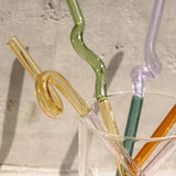 Maxbell Reusable Drinking Straws Long Glass Staw for Smoothies  Blue and Coffee