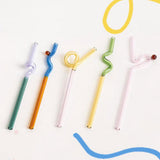 Maxbell Reusable Drinking Straws Long Glass Staw for Smoothies  Blue and Coffee