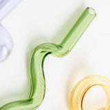 Maxbell Reusable Drinking Straws Long Glass Staw for Smoothies  Green and Yellow