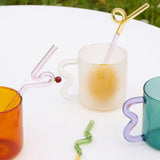 Maxbell Reusable Drinking Straws Long Glass Staw for Smoothies  Green and Yellow