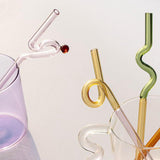 Maxbell Reusable Drinking Straws Long Glass Staw for Smoothies  Green and Yellow
