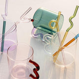 Maxbell Reusable Drinking Straws Long Glass Staw for Smoothies  Green and Yellow