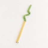 Maxbell Reusable Drinking Straws Long Glass Staw for Smoothies  Green and Yellow