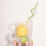 Maxbell Reusable Drinking Straws Long Glass Staw for Smoothies  Green and Yellow