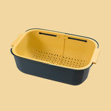 Maxbell Household Telescopic Drainage Basket Adjustable Kitchen Sink Strainer Basket Blue Yellow