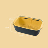 Maxbell Household Telescopic Drainage Basket Adjustable Kitchen Sink Strainer Basket Blue Yellow