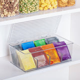 Maxbell Divided Kitchen Organizer Bin tea Storage Box for Fridge Window Kitchen with Lid