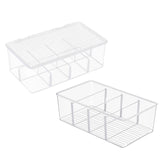 Maxbell Divided Kitchen Organizer Bin tea Storage Box for Fridge Window Kitchen with Lid