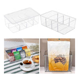 Maxbell Divided Kitchen Organizer Bin tea Storage Box for Fridge Window Kitchen with Lid