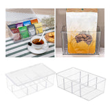 Maxbell Divided Kitchen Organizer Bin tea Storage Box for Fridge Window Kitchen with Lid