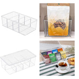 Maxbell Divided Kitchen Organizer Bin tea Storage Box for Fridge Window Kitchen with Lid