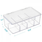 Maxbell Divided Kitchen Organizer Bin tea Storage Box for Fridge Window Kitchen with Lid