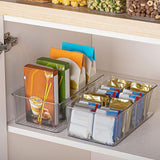 Maxbell Divided Kitchen Organizer Bin tea Storage Box for Fridge Window Kitchen Without Lid
