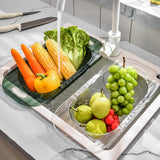 Maxbell Extendable Strainer Basket Household for Dishes Pasta Drain Vegetables Clear