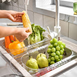 Maxbell Extendable Strainer Basket Household for Dishes Pasta Drain Vegetables Clear