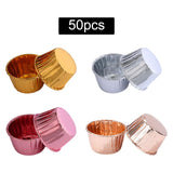 Maxbell 50 Pieces Oilproof Cupcake Liners for Home Use Restaurant Festival Gold