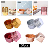 Maxbell 50 Pieces Oilproof Cupcake Liners for Home Use Restaurant Festival Gold