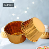 Maxbell 50 Pieces Oilproof Cupcake Liners for Home Use Restaurant Festival Gold