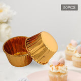 Maxbell 50 Pieces Oilproof Cupcake Liners for Home Use Restaurant Festival Gold