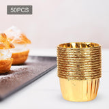 Maxbell 50 Pieces Oilproof Cupcake Liners for Home Use Restaurant Festival Gold