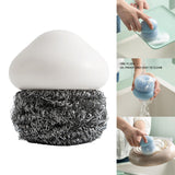 Maxbell Durable Dish Cleaning Ball Kitchen Cleaning Brush for Cleaning Bowl Dish Steel Wire White