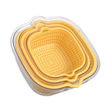 Maxbell Double Layer Drain Basket Side Buckle Strong and Sturdy for Washing Mixing Yellow