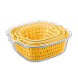 Maxbell Double Layer Drain Basket Side Buckle Strong and Sturdy for Washing Mixing Yellow