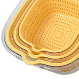 Maxbell Double Layer Drain Basket Side Buckle Strong and Sturdy for Washing Mixing Yellow