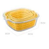 Maxbell Double Layer Drain Basket Side Buckle Strong and Sturdy for Washing Mixing Yellow