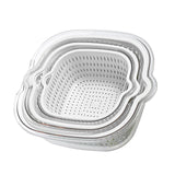 Maxbell Double Layer Drain Basket Side Buckle Strong and Sturdy for Washing Mixing White