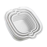Maxbell Double Layer Drain Basket Side Buckle Strong and Sturdy for Washing Mixing White