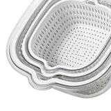 Maxbell Double Layer Drain Basket Side Buckle Strong and Sturdy for Washing Mixing White